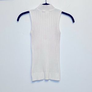 White Sleeveless Mock Neck Top